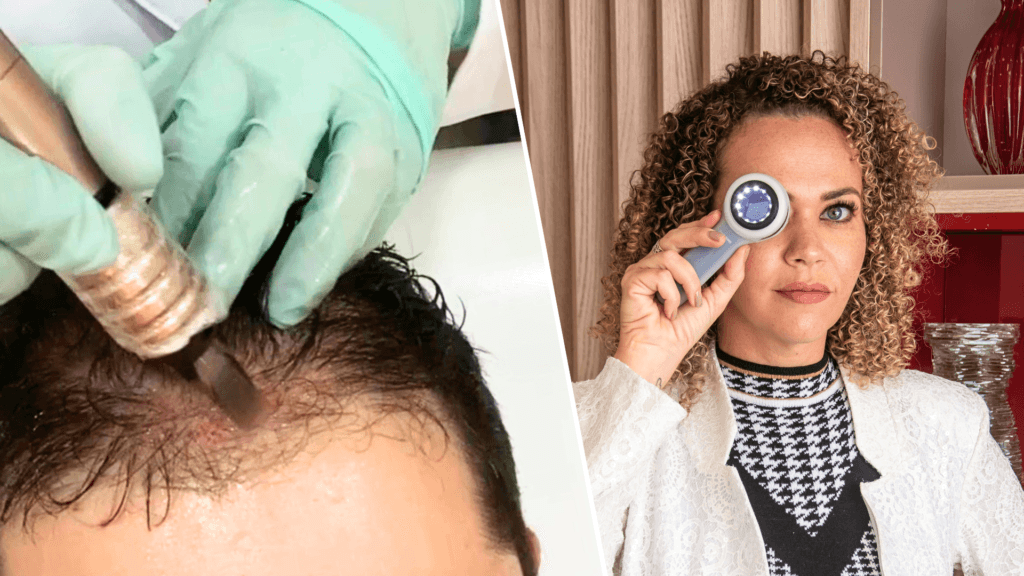 Dra. Ines Moura e procedimento tratamentos para queda de cabelo (pág. procedimentos) - versão desktop e mobile